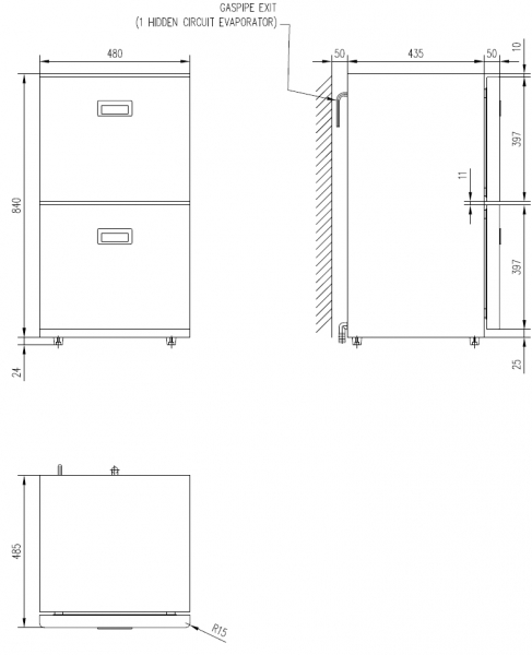 Frigoboat Edelstahl Kühlschrank MS 115 2D mit Schubladen